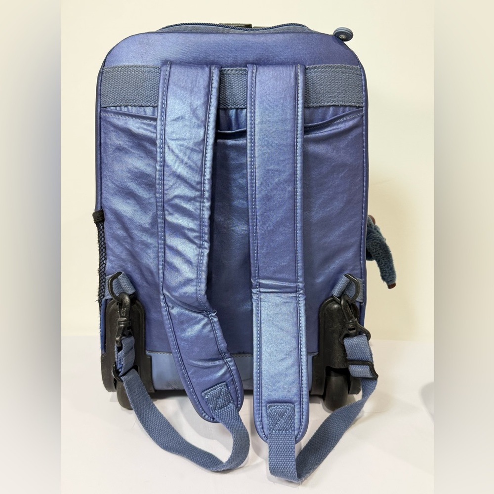 Kipling Shiny Blue Rolling Backpack - image 7